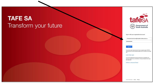 Accessing the TAFE SA Portal Step 2