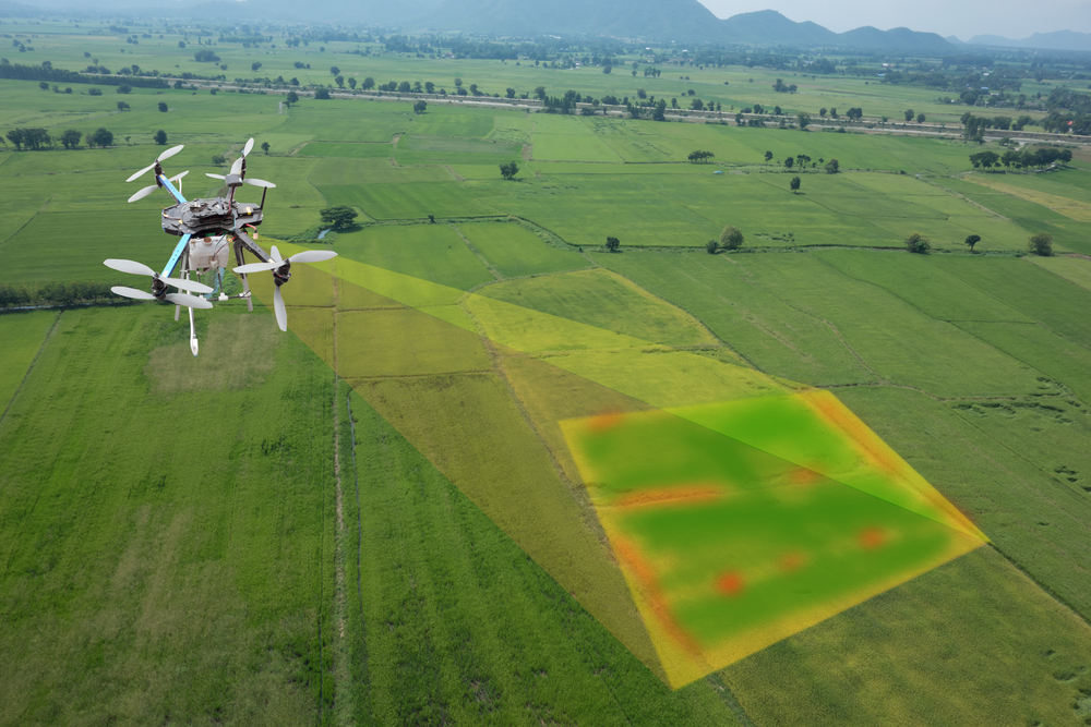 Drone surveying land