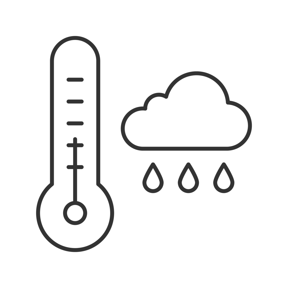 Drawing of temperature gauge and weather cloud